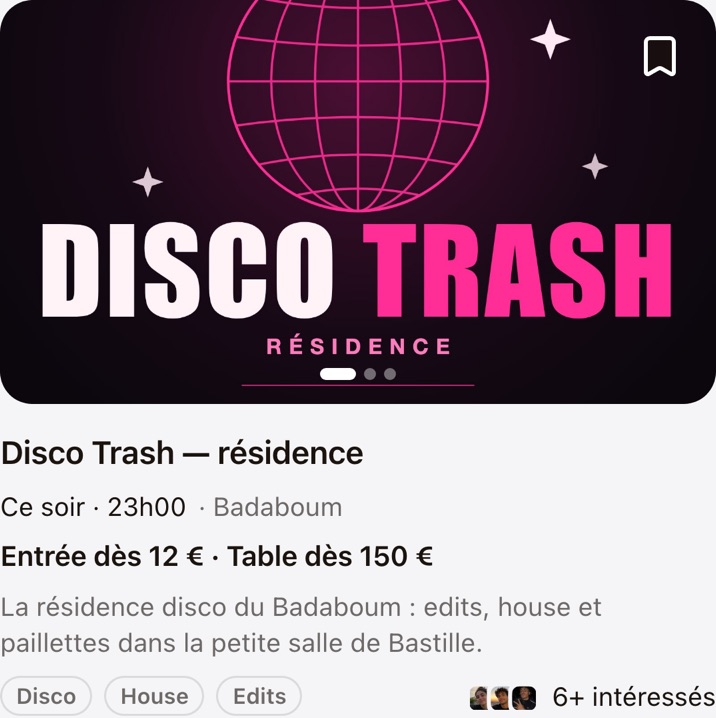 Disco Trash — résidence, Badaboum